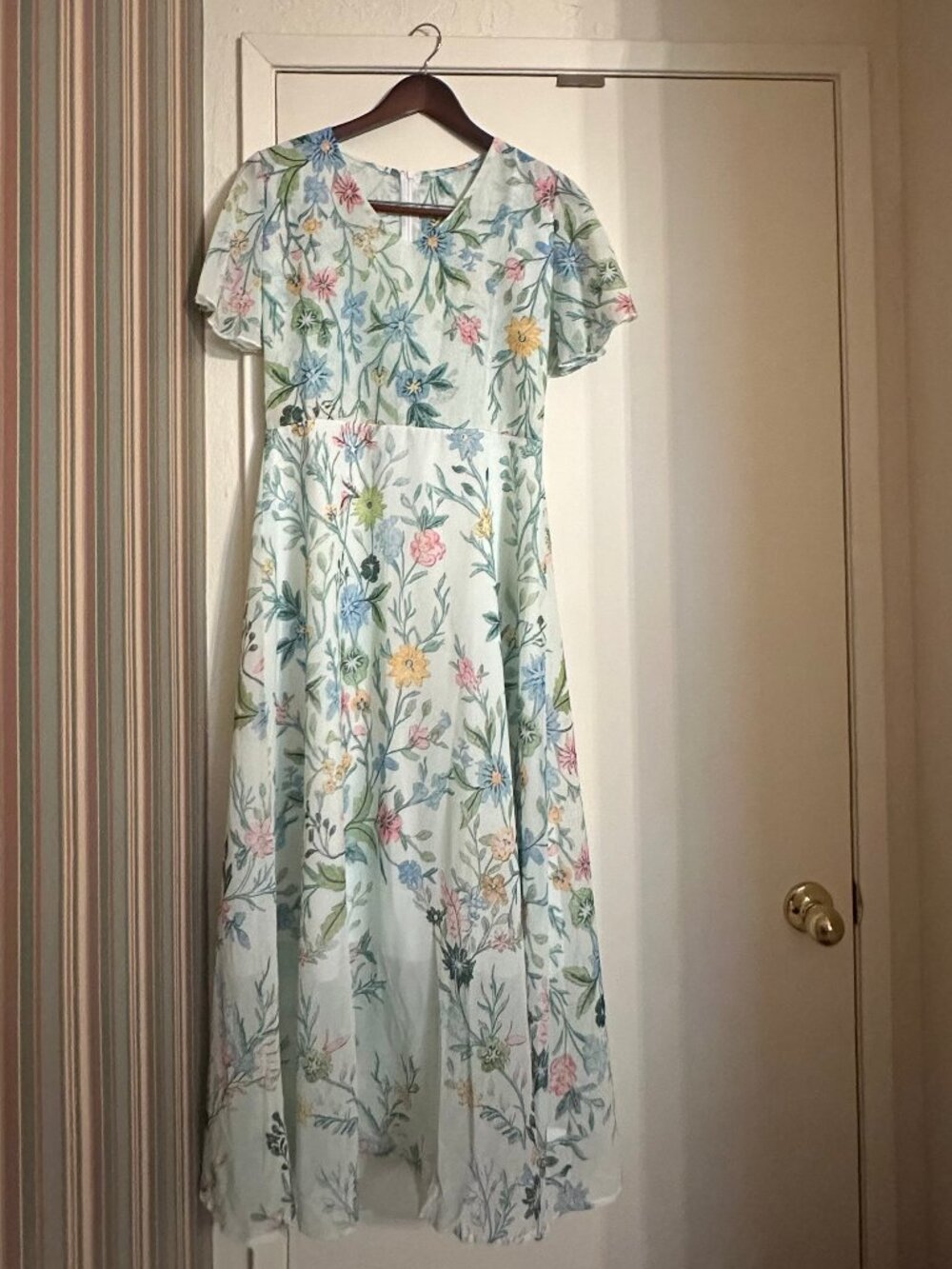 Tiaford Green floral full-length dress